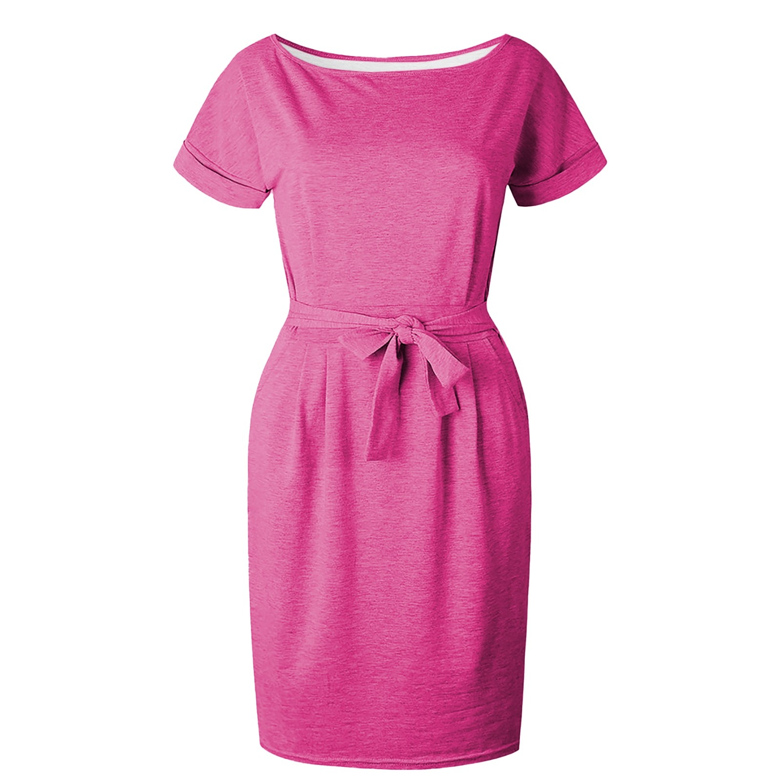 thumbnail image 4 of Vestido de verano para mujer con cinturón: manga corta, informal/para salir, fácil de cuidar, versátil para diversas ocasiones., 4 of 6